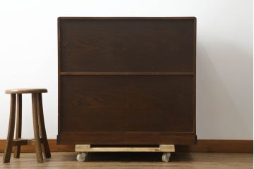 中古　美品!!　上手物!!　職人手造り　国産家具　欅(ケヤキ)材　品のある落ち着いた佇まいが素敵な漆塗りの飾り棚(茶棚、茶タンス、収納棚、戸棚)(R-075101)