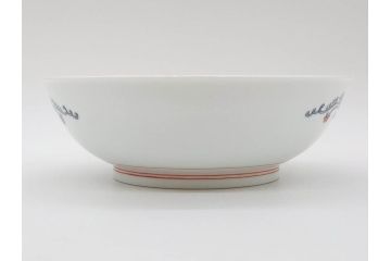 重要無形文化財　人間国宝　十四代　酒井田柿右衛門　錦　菊鳥文　約21cm　6.7寸　丁寧に描かれた絵付けが目を惹く菓子器(色絵、菓子皿、和皿、和食器、共箱付き、六寸七分)(R-075116)
