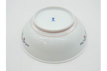 重要無形文化財　人間国宝　十四代　酒井田柿右衛門　錦　菊鳥文　約21cm　6.7寸　丁寧に描かれた絵付けが目を惹く菓子器(色絵、菓子皿、和皿、和食器、共箱付き、六寸七分)(R-075116)