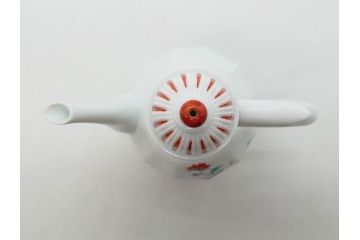 重要無形文化財　人間国宝　十四代　酒井田柿右衛門　錦　岩牡丹文　職人のこだわりが詰まった素敵なデザインの水注(水差し、水次、茶道具、煎茶道具、共箱付き)(R-075120)