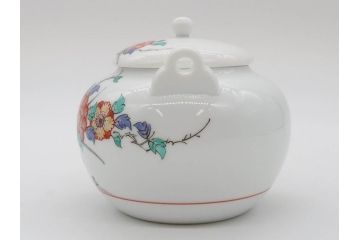 重要無形文化財　人間国宝　十四代　酒井田柿右衛門　錦　牡丹鳥文　上品な和の空間を演出する茶器セット(土瓶、急須、湯呑み5客、湯のみ茶碗、蓋付、茶道具、和食器、色絵、共箱付き)(R-075121)