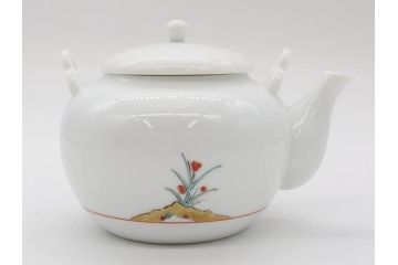 重要無形文化財　人間国宝　十四代　酒井田柿右衛門　錦　牡丹鳥文　上品な和の空間を演出する茶器セット(土瓶、急須、湯呑み5客、湯のみ茶碗、蓋付、茶道具、和食器、色絵、共箱付き)(R-075121)