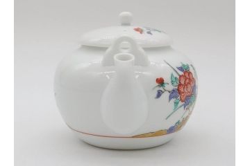 重要無形文化財　人間国宝　十四代　酒井田柿右衛門　錦　牡丹鳥文　上品な和の空間を演出する茶器セット(土瓶、急須、湯呑み5客、湯のみ茶碗、蓋付、茶道具、和食器、色絵、共箱付き)(R-075121)
