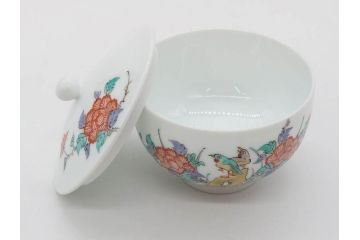 重要無形文化財　人間国宝　十四代　酒井田柿右衛門　錦　牡丹鳥文　上品な和の空間を演出する茶器セット(土瓶、急須、湯呑み5客、湯のみ茶碗、蓋付、茶道具、和食器、色絵、共箱付き)(R-075121)