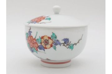 重要無形文化財　人間国宝　十四代　酒井田柿右衛門　錦　牡丹鳥文　上品な和の空間を演出する茶器セット(土瓶、急須、湯呑み5客、湯のみ茶碗、蓋付、茶道具、和食器、色絵、共箱付き)(R-075121)