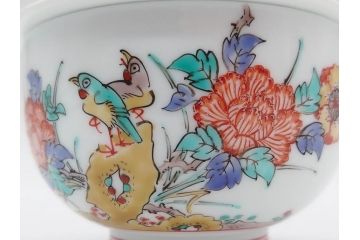 重要無形文化財　人間国宝　十四代　酒井田柿右衛門　錦　牡丹鳥文　上品な和の空間を演出する茶器セット(土瓶、急須、湯呑み5客、湯のみ茶碗、蓋付、茶道具、和食器、色絵、共箱付き)(R-075121)