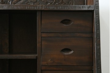 和製ヴィンテージ　軽井沢彫り　桜の彫刻が美しいライティングビューロー　(R-075141)