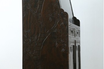 和製ヴィンテージ　軽井沢彫り　桜の彫刻が美しいライティングビューロー　(R-075141)