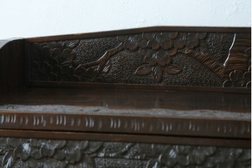 和製ヴィンテージ　軽井沢彫り　桜の彫刻が美しいライティングビューロー　(R-075141)