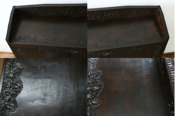 和製ヴィンテージ　軽井沢彫り　桜の彫刻が美しいライティングビューロー　(R-075141)