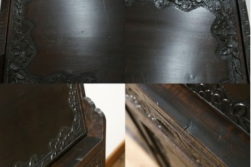 和製ヴィンテージ　軽井沢彫り　桜の彫刻が美しいライティングビューロー　(R-075141)