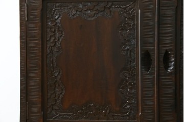 和製ヴィンテージ　軽井沢彫り　桜の彫刻が美しいライティングビューロー　(R-075141)