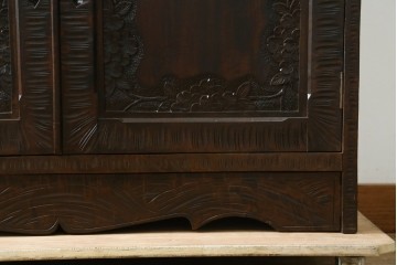 和製ヴィンテージ　軽井沢彫り　桜の彫刻が美しいライティングビューロー　(R-075141)