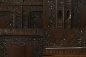 和製ヴィンテージ　軽井沢彫り　桜の彫刻が美しいライティングビューロー　(R-075141)
