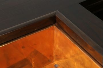 中古　広島県　博永家具　特大!!　楡(ニレ)材　重厚感のある佇まいでお部屋の主役におすすめの囲炉裏テーブル(木製火鉢、食卓、ダイニングテーブル、4人掛け、6人掛け)(定価約110万円)(R-075179)