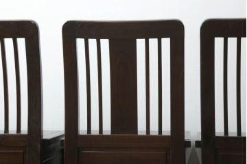 中古　広島県　博永家具　キャスター付き　シックな色合いが魅力的な収納付き板座チェア4脚セット(ダイニングチェア、椅子、イス)(定価4脚で約48万円)(R-075181)