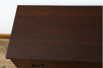 和製アンティーク　前面檜(ヒノキ)材のシンプルなローチェスト　(R-075184)