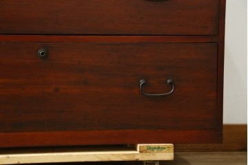 和製アンティーク　前面檜(ヒノキ)材のシンプルなローチェスト　(R-075184)