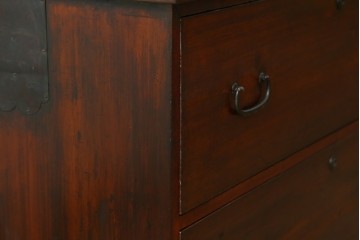 和製アンティーク　前面檜(ヒノキ)材のシンプルなローチェスト　(R-075184)