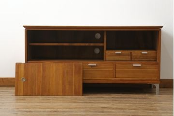 和製ビンテージ　桐箪笥リメイク　北欧デザインにリメイクしたモダンなローボード(テレビ台、テレビボード、ローチェスト、引き出し、収納棚、戸棚、ヴィンテージ)(R-075188)
