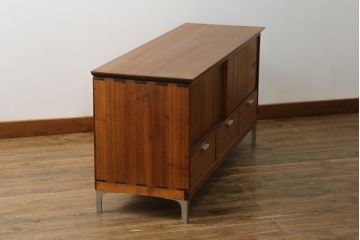 和製ビンテージ　桐箪笥リメイク　北欧デザインにリメイクしたモダンなローボード(テレビ台、テレビボード、ローチェスト、引き出し、収納棚、戸棚、ヴィンテージ)(R-075188)