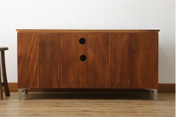 和製ビンテージ　桐箪笥リメイク　北欧デザインにリメイクしたモダンなローボード(テレビ台、テレビボード、ローチェスト、引き出し、収納棚、戸棚、ヴィンテージ)(R-075188)
