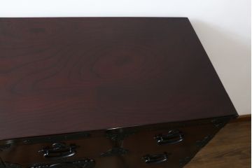 中古　美品　田中家具　欅(ケヤキ)材　落ち着いた和の雰囲気漂う二本松伝統家具の和箪笥(衣装箪笥、収納箪笥、引き出し)(R-075195)