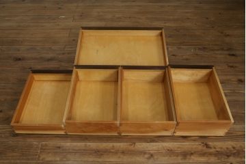 和製ビンテージ　松本民芸家具　珍しいデザインのつまみが可愛らしいデスク(机、片袖机、ワークデスク、在宅用、在宅ワーク用、ヴィンテージ)(R-075197)
