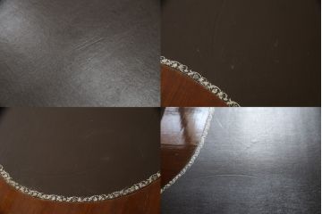 イタリアアンティーク　大型!!　最高級!!　マホガニー材　堂々とした佇まいと真鍮飾り金具が目を惹くレザートップのキドニーデスク(ワークデスク、平机、机、在宅用、在宅ワーク用)(R-075200)