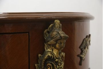 イタリアアンティーク　大型!!　最高級!!　マホガニー材　堂々とした佇まいと真鍮飾り金具が目を惹くレザートップのキドニーデスク(ワークデスク、平机、机、在宅用、在宅ワーク用)(R-075200)
