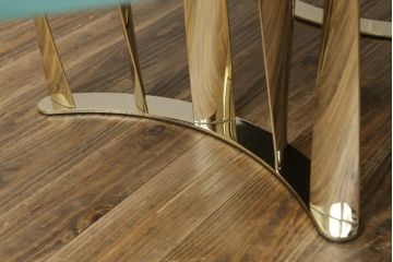 中古　美品　Cassina(カッシーナ)　476-15　BOBOLI(ボボリ)　ガラス天板　個性溢れるデザインが魅力のオーバルローテーブル(リビングテーブル、センターテーブル)(定価約68万円)(R-075201)