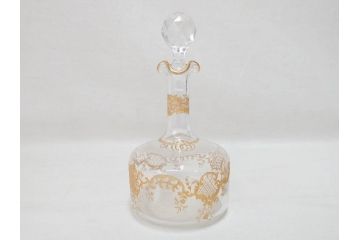 極希少　フランス　1900年代　オールドサンルイ　タルマ　TALMA　金彩　繊細なデザインが上品な雰囲気を醸し出すリキュールセット(ヨーロッパ最古のクリスタルガラスメーカー、Saint Louis、デカンタ、デキャンタ、カラフェ、グラス5客、アンティーク、トレー、トレイ、木箱付き)(検索ワード:オールドバカラ)(R-075224)