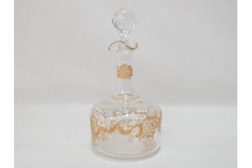極希少　フランス　1900年代　オールドサンルイ　タルマ　TALMA　金彩　繊細なデザインが上品な雰囲気を醸し出すリキュールセット(ヨーロッパ最古のクリスタルガラスメーカー、Saint Louis、デカンタ、デキャンタ、カラフェ、グラス5客、アンティーク、トレー、トレイ、木箱付き)(検索ワード:オールドバカラ)(R-075224)