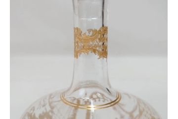 極希少　フランス　1900年代　オールドサンルイ　タルマ　TALMA　金彩　繊細なデザインが上品な雰囲気を醸し出すリキュールセット(ヨーロッパ最古のクリスタルガラスメーカー、Saint Louis、デカンタ、デキャンタ、カラフェ、グラス5客、アンティーク、トレー、トレイ、木箱付き)(検索ワード:オールドバカラ)(R-075224)