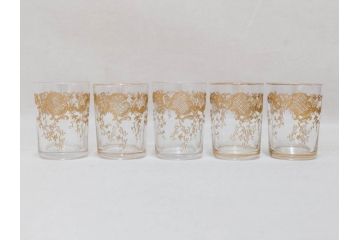極希少　フランス　1900年代　オールドサンルイ　タルマ　TALMA　金彩　繊細なデザインが上品な雰囲気を醸し出すリキュールセット(ヨーロッパ最古のクリスタルガラスメーカー、Saint Louis、デカンタ、デキャンタ、カラフェ、グラス5客、アンティーク、トレー、トレイ、木箱付き)(検索ワード:オールドバカラ)(R-075224)