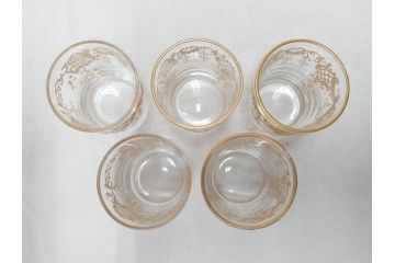 極希少　フランス　1900年代　オールドサンルイ　タルマ　TALMA　金彩　繊細なデザインが上品な雰囲気を醸し出すリキュールセット(ヨーロッパ最古のクリスタルガラスメーカー、Saint Louis、デカンタ、デキャンタ、カラフェ、グラス5客、アンティーク、トレー、トレイ、木箱付き)(検索ワード:オールドバカラ)(R-075224)
