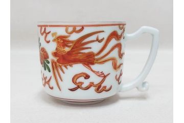 希少　永楽善五郎　色鮮やかな古赤絵が優美な存在感を放つコーヒーカップ&ソーサー6客セット(コーヒー呑、珈琲、和食器、共箱付き)(R-075225)
