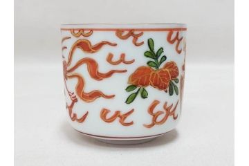 希少　永楽善五郎　色鮮やかな古赤絵が優美な存在感を放つコーヒーカップ&ソーサー6客セット(コーヒー呑、珈琲、和食器、共箱付き)(R-075225)