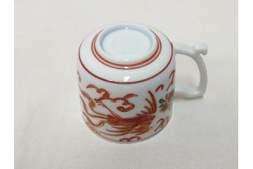 希少　永楽善五郎　色鮮やかな古赤絵が優美な存在感を放つコーヒーカップ&ソーサー6客セット(コーヒー呑、珈琲、和食器、共箱付き)(R-075225)