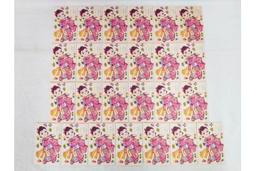 昭和レトロ　新年はがき　女の子　男の子　200枚×2箱セット(絵葉書、年賀状、ハガキ、箱付き、計400枚、8種類、振袖、スキー、凧)(R-075226)