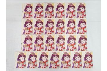 昭和レトロ　新年はがき　女の子　男の子　200枚×2箱セット(絵葉書、年賀状、ハガキ、箱付き、計400枚、8種類、振袖、スキー、凧)(R-075226)