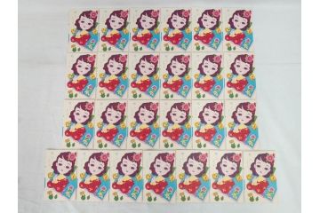 昭和レトロ　新年はがき　女の子　男の子　200枚×2箱セット(絵葉書、年賀状、ハガキ、箱付き、計400枚、8種類、振袖、スキー、凧)(R-075226)