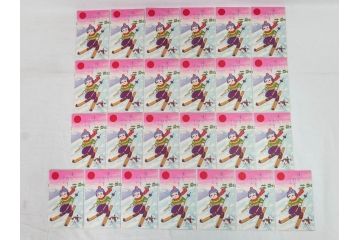 昭和レトロ　新年はがき　女の子　男の子　200枚×2箱セット(絵葉書、年賀状、ハガキ、箱付き、計400枚、8種類、振袖、スキー、凧)(R-075226)