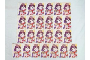 昭和レトロ　新年はがき　女の子　男の子　200枚×2箱セット(絵葉書、年賀状、ハガキ、箱付き、計400枚、8種類、振袖、スキー、凧)(R-075226)