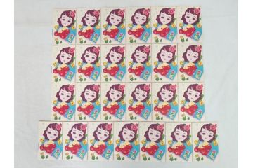 昭和レトロ　新年はがき　女の子　男の子　200枚×2箱セット(絵葉書、年賀状、ハガキ、箱付き、計400枚、8種類、振袖、スキー、凧)(R-075226)