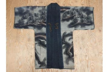 江戸〜明治　火消し　刺し子　半纏(消防、古布、刺子)(R-075227)