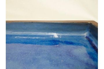 中国　清朝宜興窯　逸公作　紫泥　美しい色彩が上品な空間を演出する長方水盤(水鉢、水盆、盆栽、木箱付き)(R-075236)