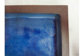 中国　清朝宜興窯　逸公作　紫泥　美しい色彩が上品な空間を演出する長方水盤(水鉢、水盆、盆栽、木箱付き)(R-075236)