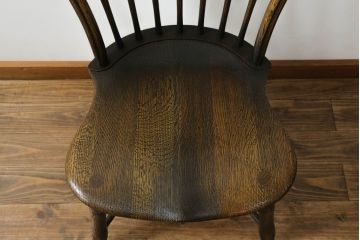 中古　飛騨産業　PROVINCIAL(プロヴィンシャル・プロビンシャル)　キツツキ　オーク材　背板のデザインがおしゃれなボウバックチェア(ウィンザーチェア、板座チェア、ダイニングチェア、椅子、イス、ウインザーチェア)(定価約15万円)(R-075265)