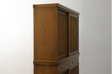 中古　美品　民芸家具　ナラ材　和光　北樹　150N　上質な和の空間づくりにおすすめの水屋箪笥(食器棚、戸棚、収納棚、キャビネット)(R-075267)